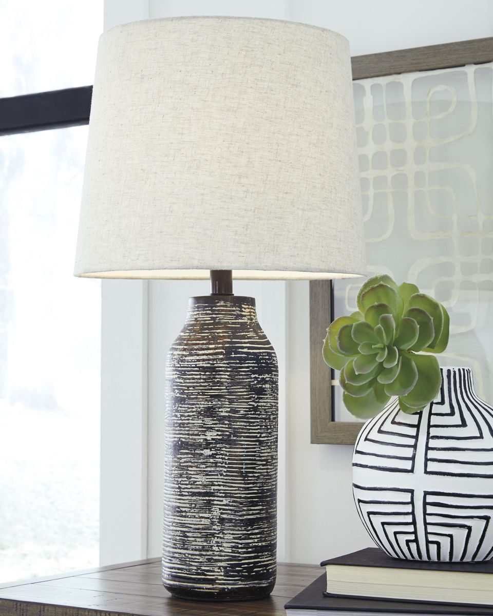 Mahima - Paper Table Lamp (Set of 2) - Black / White - Image 3