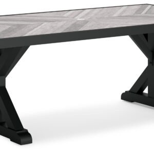 Beachcroft - Rectangular Dining Table With Umbrella Option - Black / Light Gray