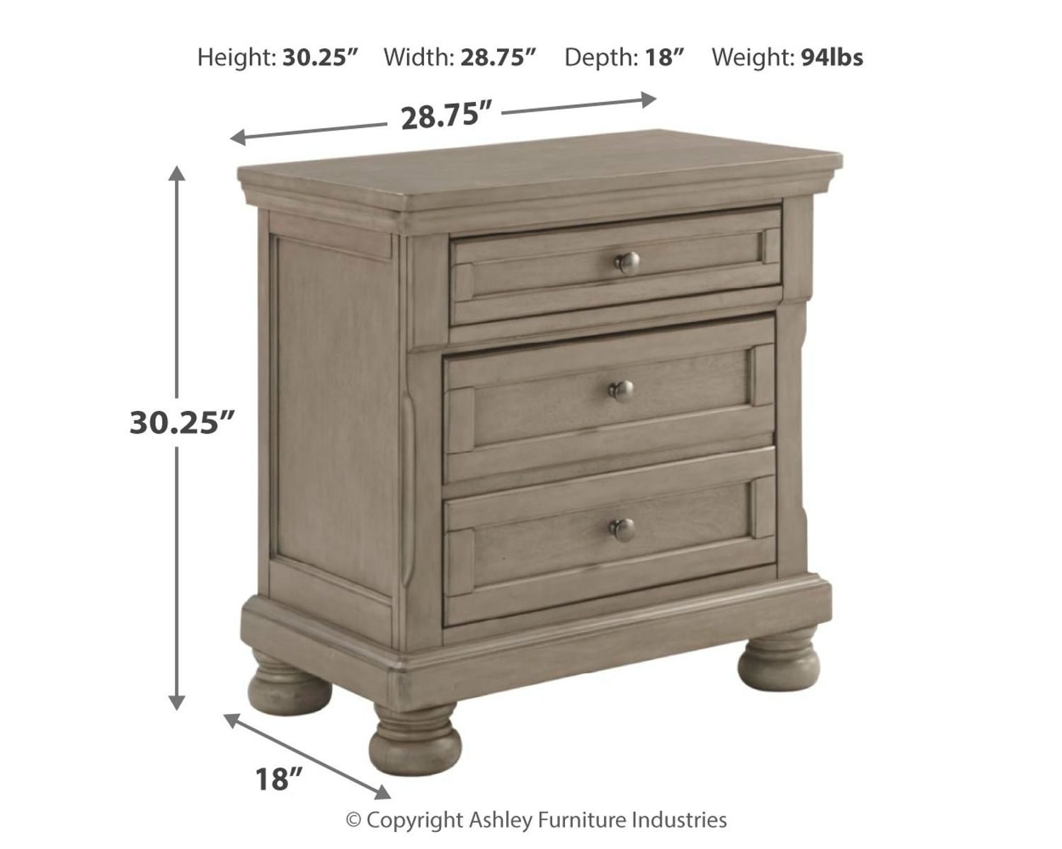 Lettner - Two Drawer Night Stand - Light Gray - Image 2