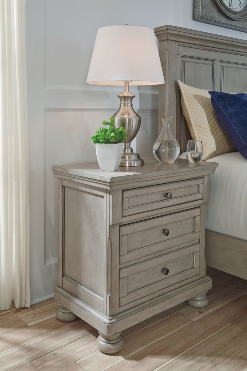 Lettner - Two Drawer Night Stand - Light Gray - Image 3