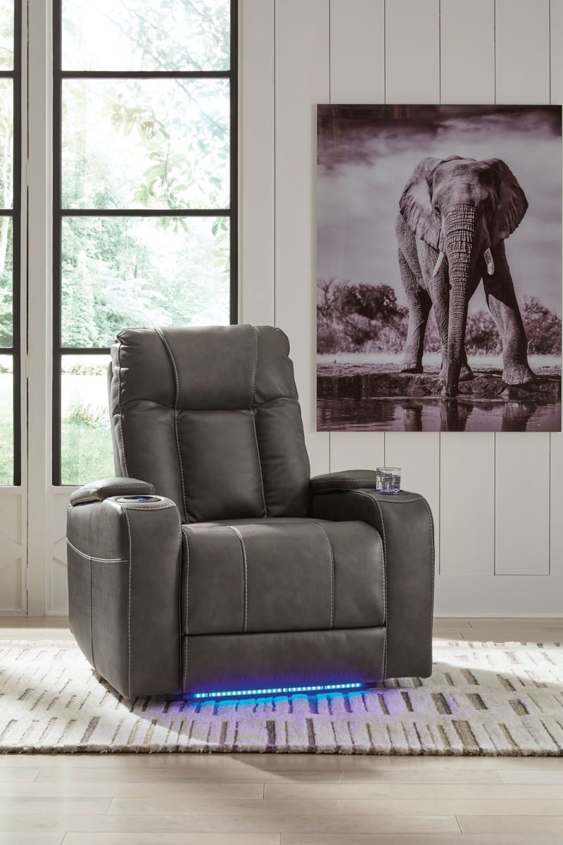 Feazada - Power Recliner With Adj Headrest - Shadow - Image 2