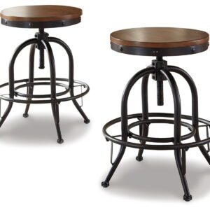 Valebeck - Swivel Barstool (Set of 2) - Brown / Black