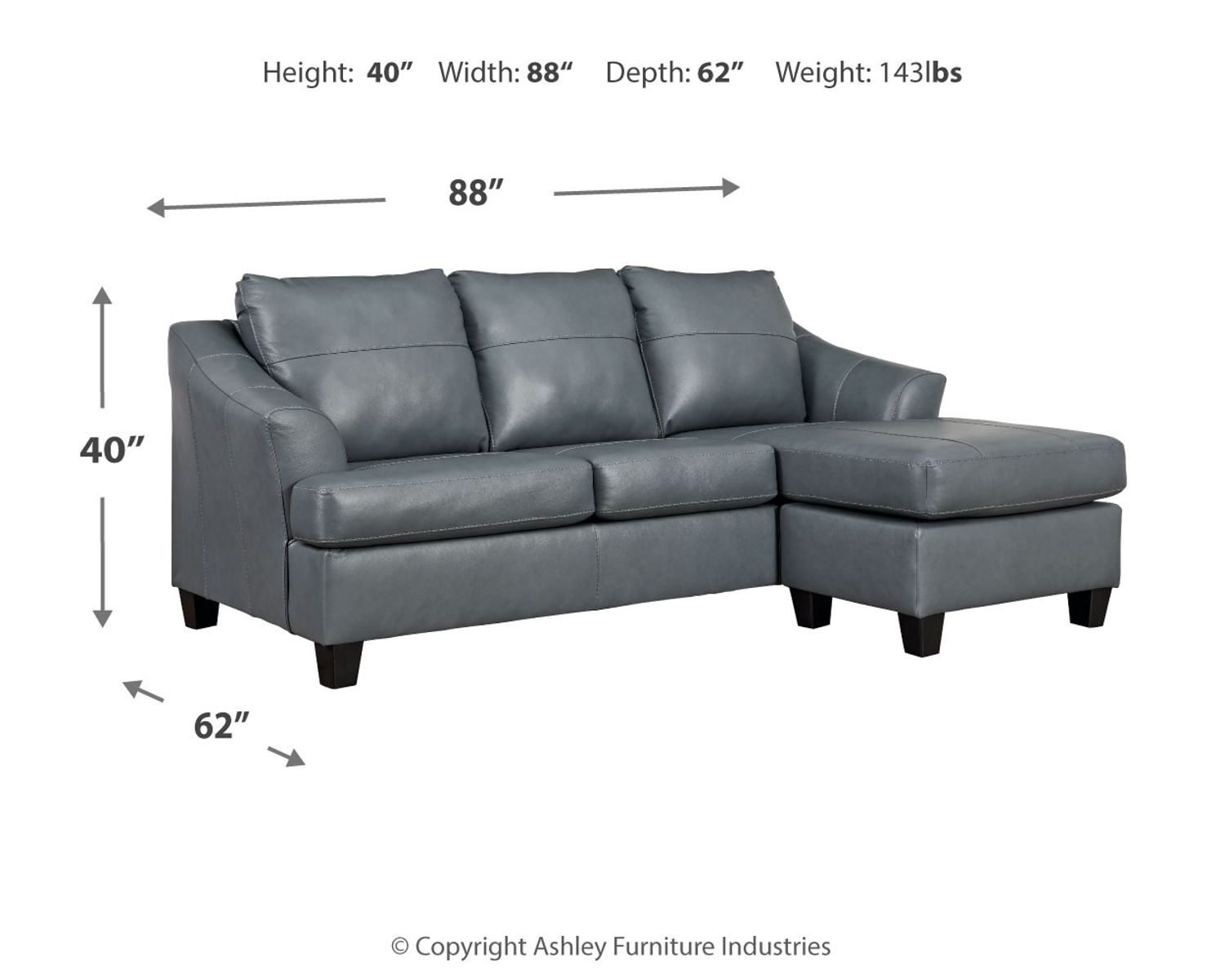 Genoa - Sofa Chaise - Steel - Image 4