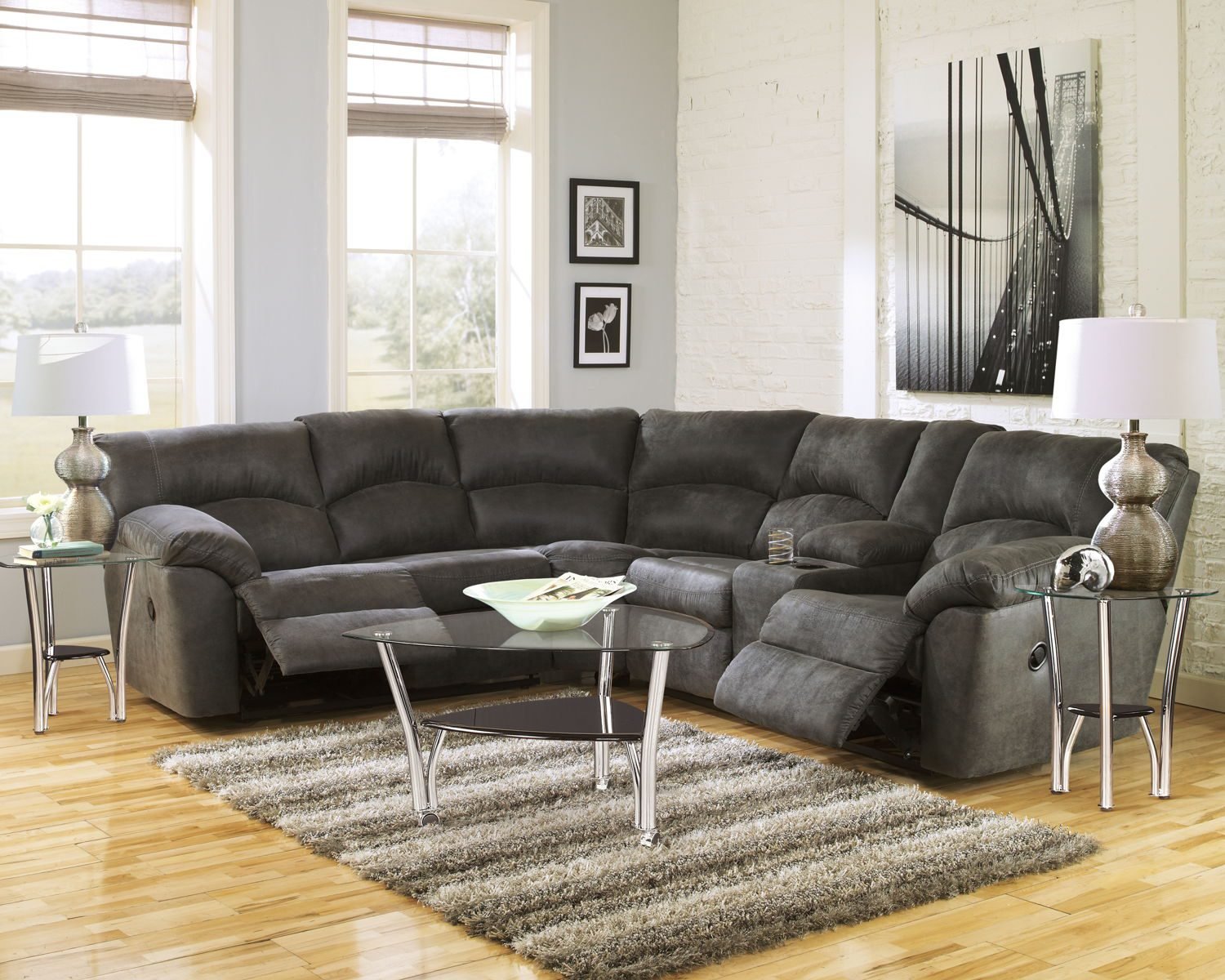 Tambo - Right Arm Facing Loveseat With Console 2 Pc Sectional - Pewter - Image 3