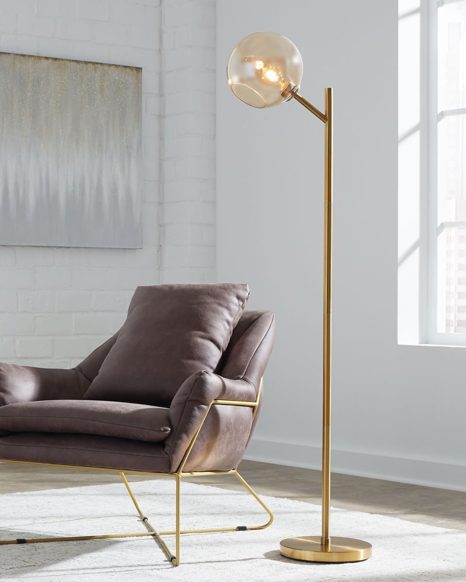 Abanson - Metal Floor Lamp - Amber / Gold Finish - Image 2