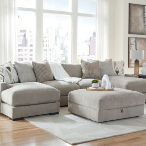 Aslan Court - 2 Pc. - 4-Piece Sofa Pit Sectional, Ottoman - Pebble