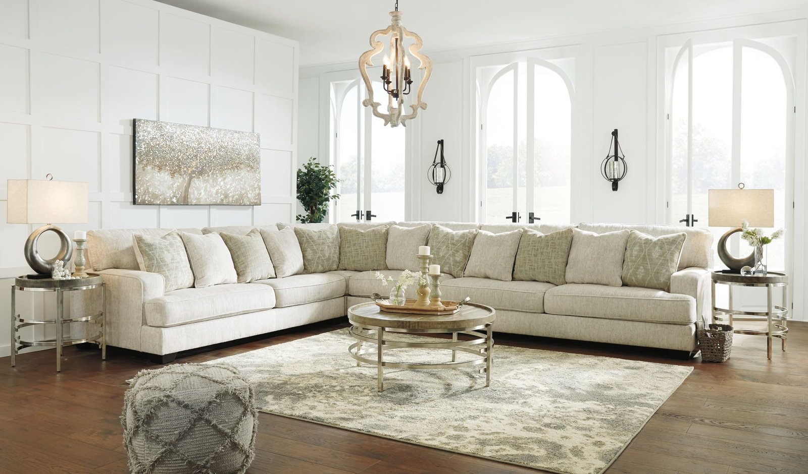 Rawcliffe - Left Arm Facing Sofa 4 Pc Sectional - Parchment - Image 2