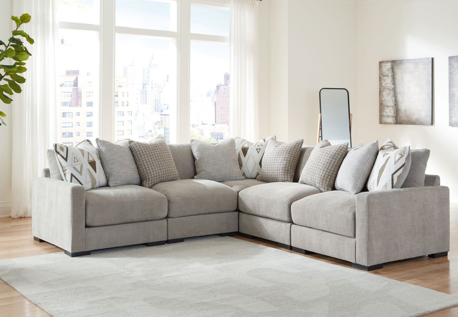 Aslan Court - 5-Piece Sectional - Pebble - Image 2