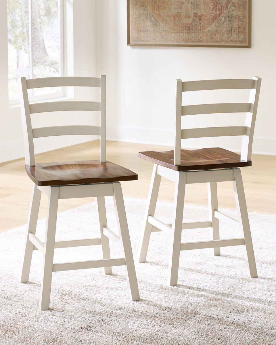 Brinfern - Swivel Stool (Set of 2) - Brown / Antique White - Image 2