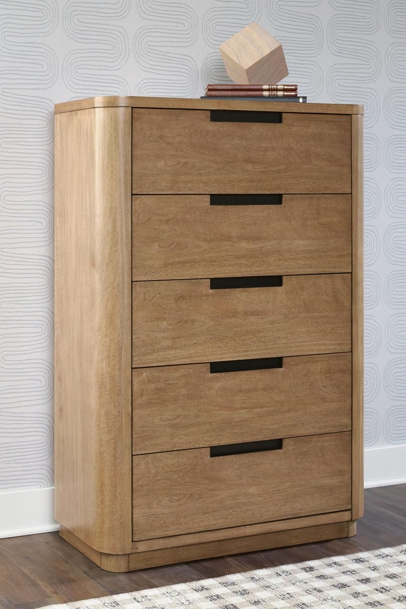 Pamaria - Five Drawer Chest - Light Brown - Image 4