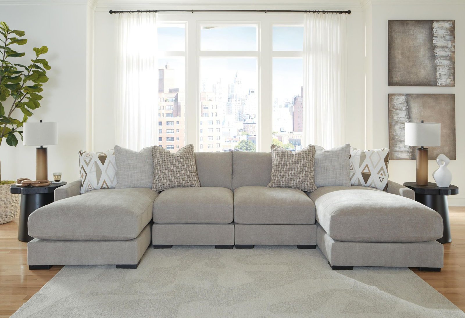 Aslan Court - 4-Piece Sofa Pit Sectional - Pebble - Image 3