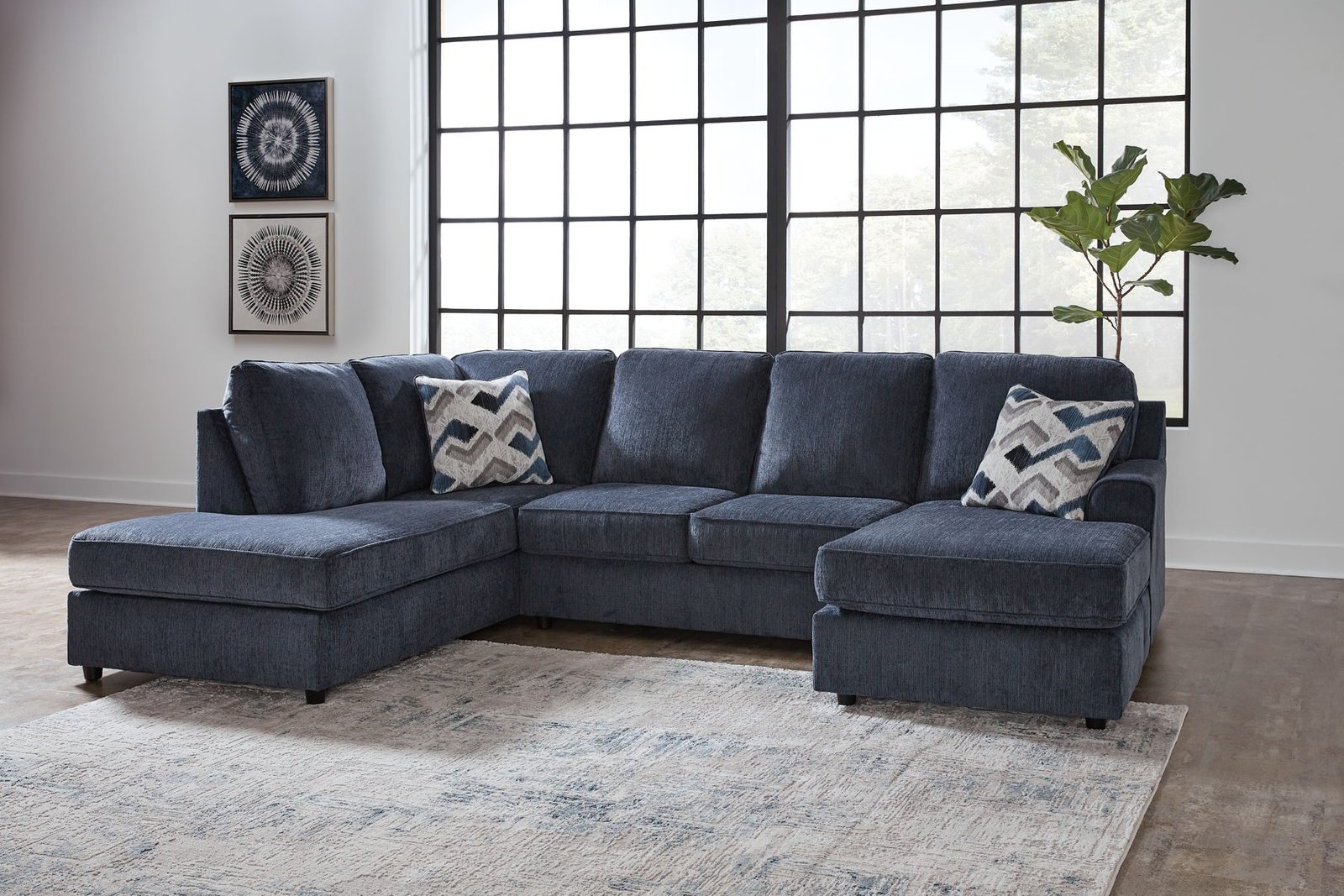 Albar Place - 2-Piece Sectional With Raf Sofa Chaise - Cobalt - Image 2