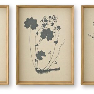 Huddwick - Wall Art Set (Set of 3) - Linen / Black
