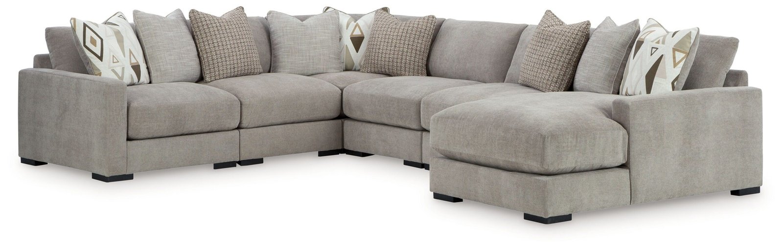 Aslan Court - 2 Pc. - 6-Piece Sectional With Raf Corner Chaise, Ottoman - Pebble - Image 2
