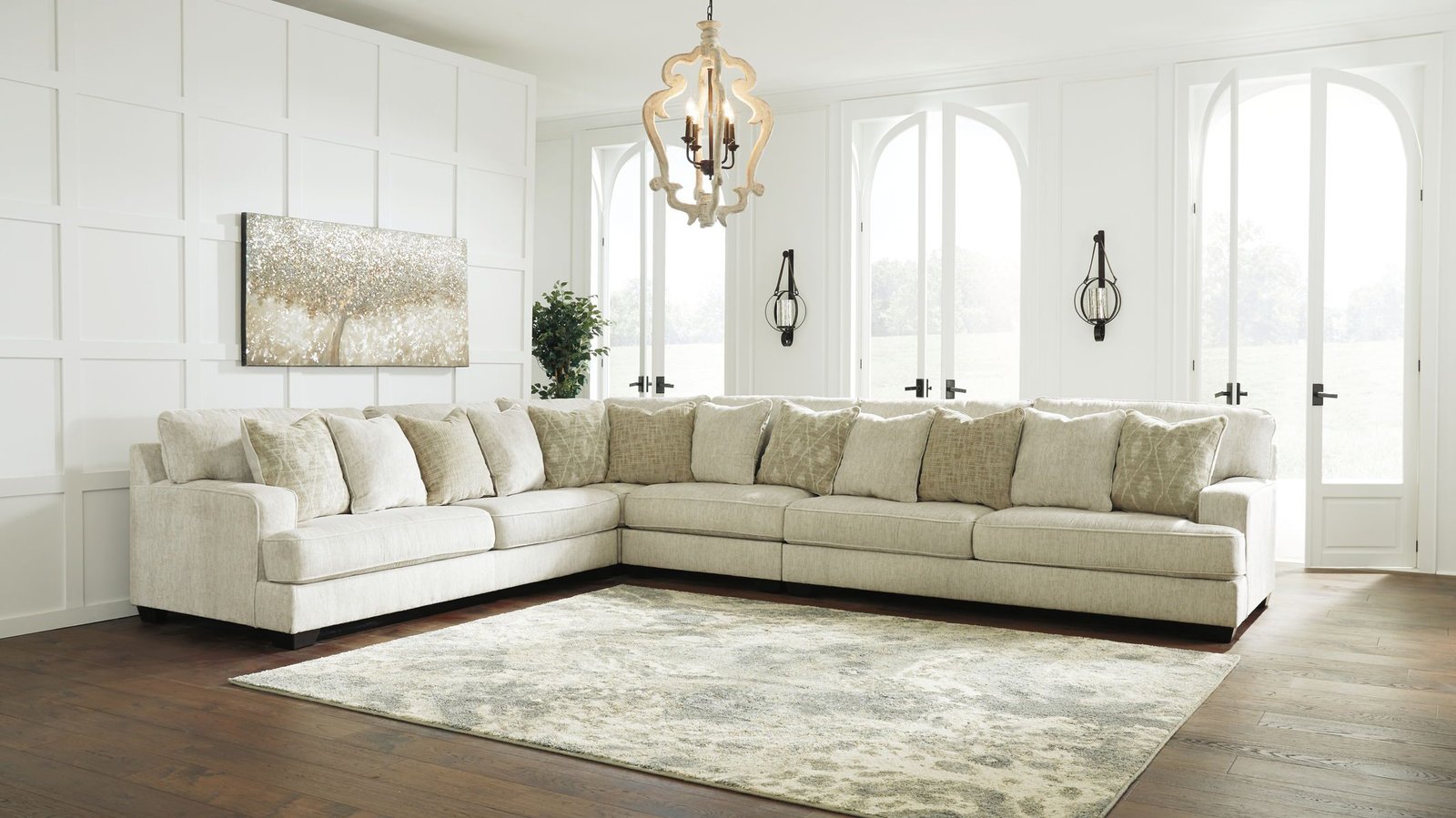 Rawcliffe - Left Arm Facing Sofa 4 Pc Sectional - Parchment - Image 3
