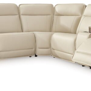 Double Deal - 7-Piece Power Reclining Sectional With 2 Consoles - Almond