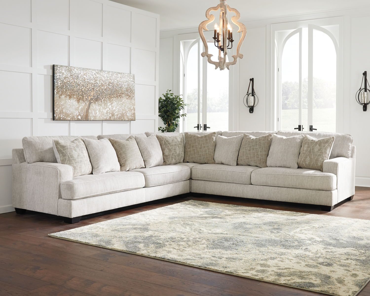 Rawcliffe - Left Arm Facing Sofa 3 Pc Sectional - Parchment - Image 4