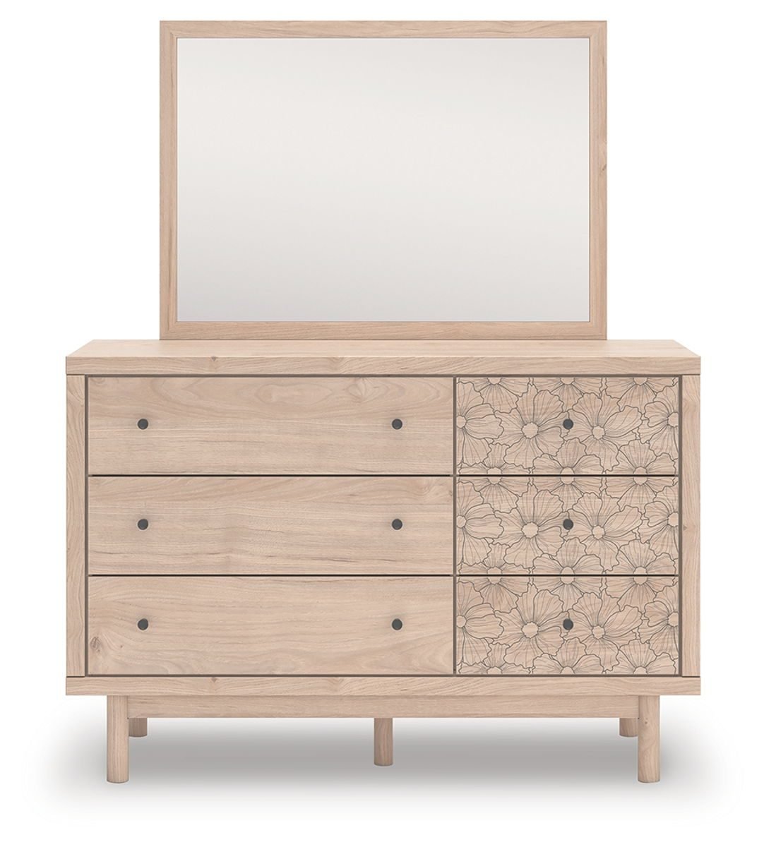 Arloster - 4 Pc. - Full Panel Storage Bed, Dresser, Mirror And Nightstand - Tan - Image 4