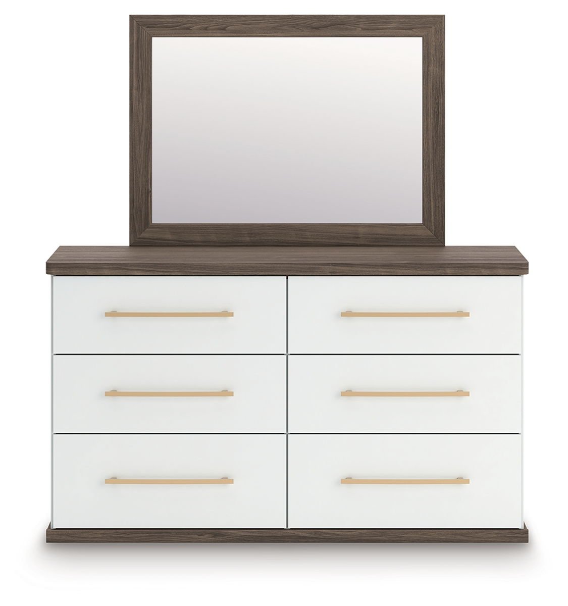 Kendanport - 4 Pc. - King Platform Bed, Dresser, Mirror And Nightstand - Brown / White - Image 2