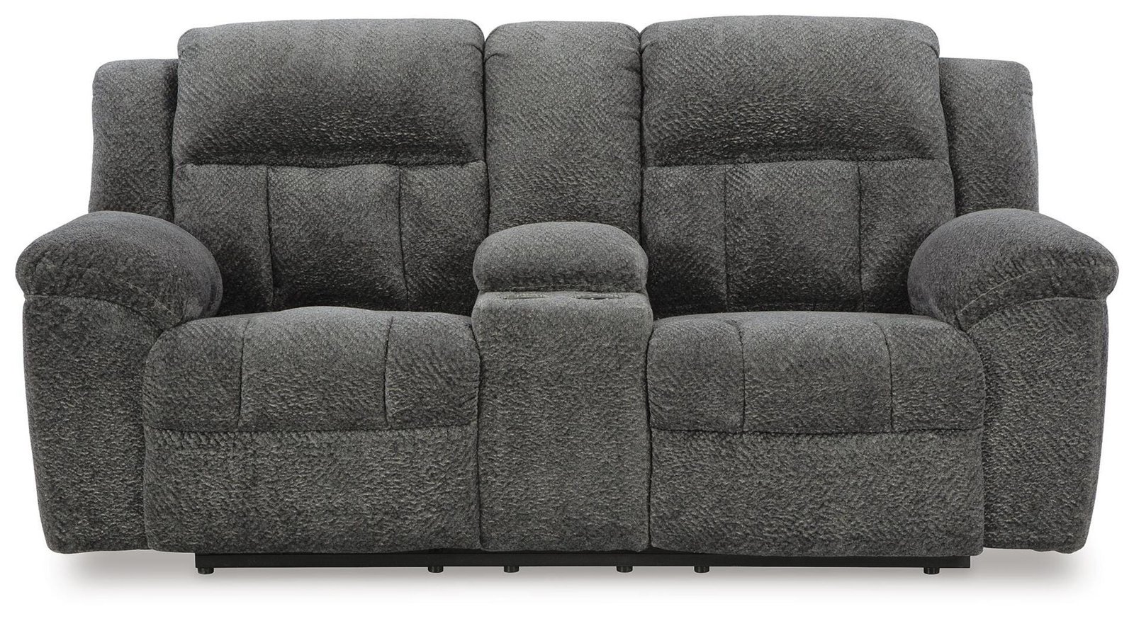 Frohn - DBL Reclining Loveseat With Console - Graphite - Fabric