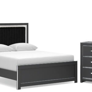 Zuraleus - 4 Pc. - Queen Upholstered Bed With Roll Slats, Dresser, Mirror And Nightstand - Black