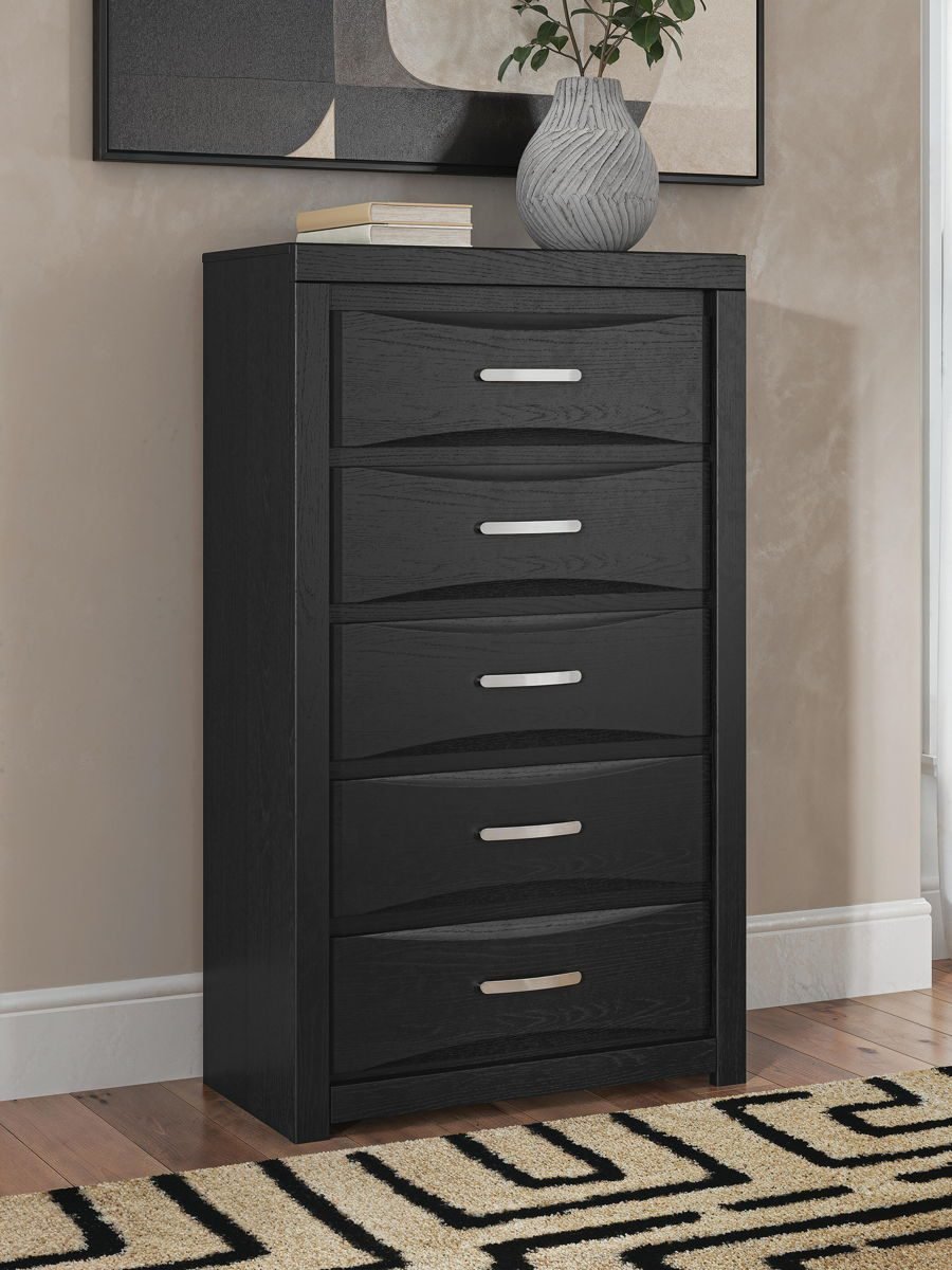 Stabotta - Five Drawer Chest - Black - Image 3