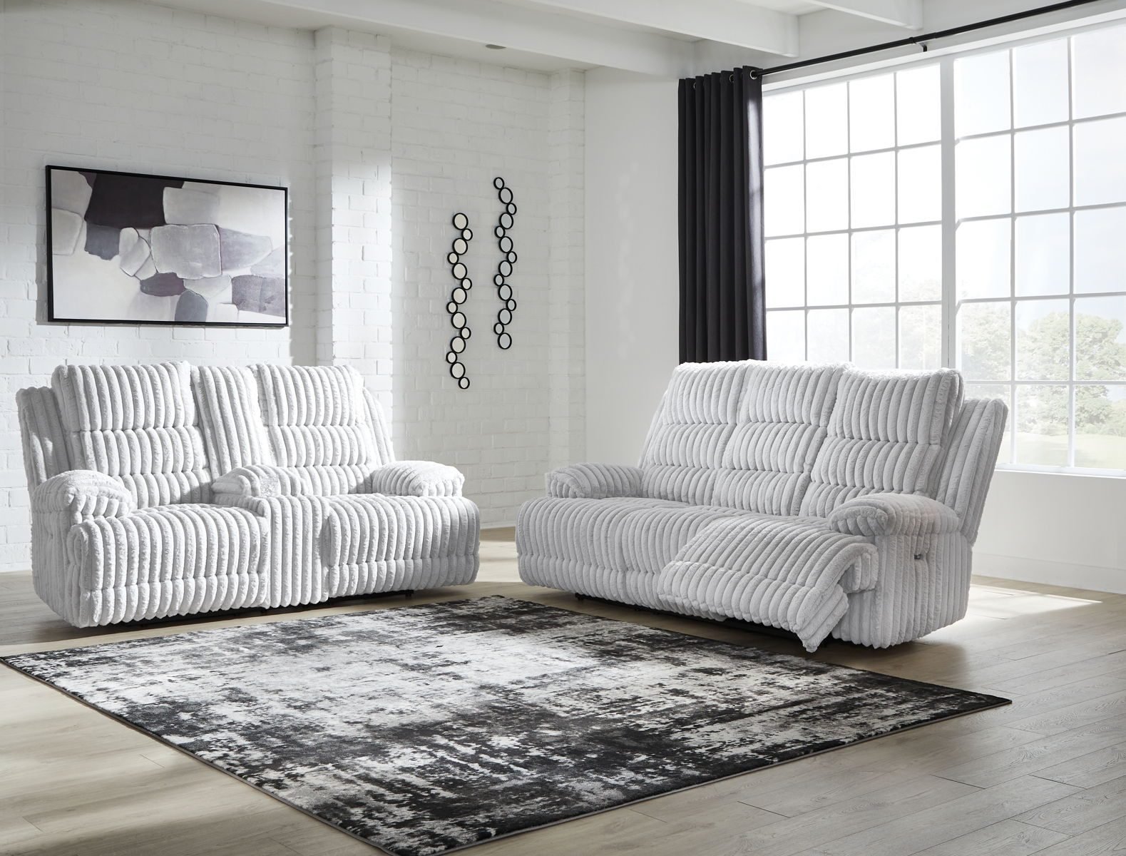 Rhines Falls - 2 Pc. - Power Reclining Sofa And Loveseat - Alloy - Image 4