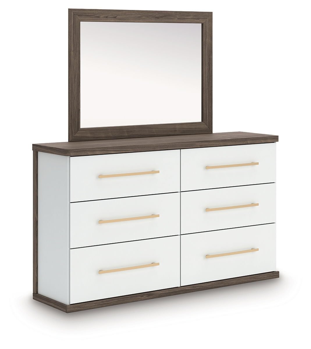 Kendanport - 4 Pc. - King Platform Bed, Dresser, Mirror And Nightstand - Brown / White - Image 4