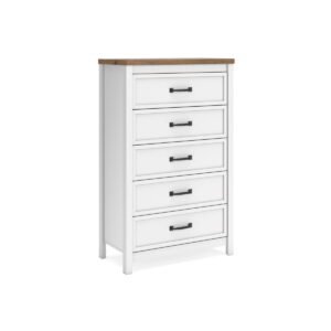 Kerisden - Five Drawer Chest - White / Brown