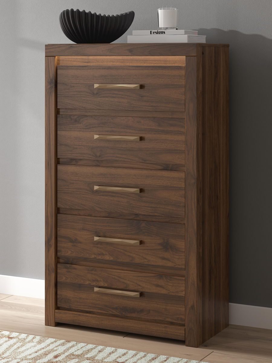 Janfyn - Five Drawer Chest - Brown - Image 3